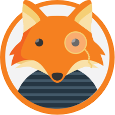 Illustrated headshot of a fox wearing a monocle and a stripped t-shirt