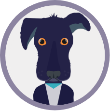 Illustrated headshot Renly, Nathan's dog